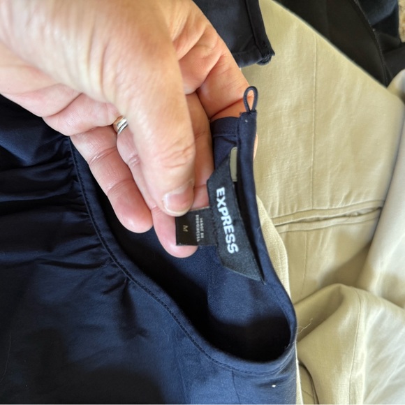 Express Blue Ruffled Bib Collar Blouse - Picture 5 of 5